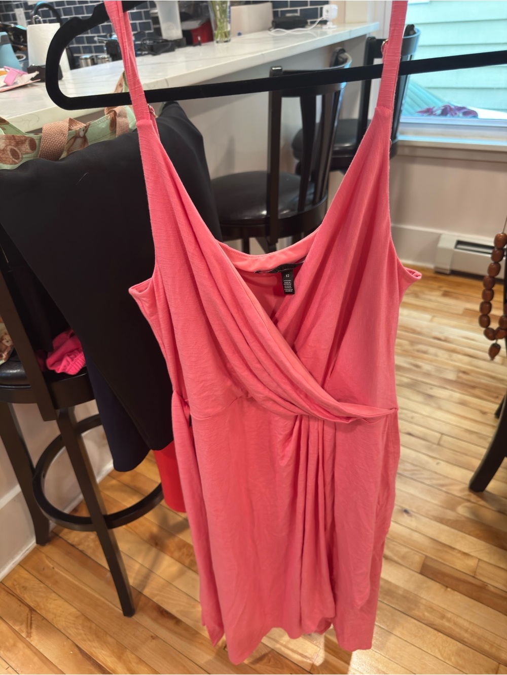 White House Black Market Coral Pink Wrap-Style Midi Dress